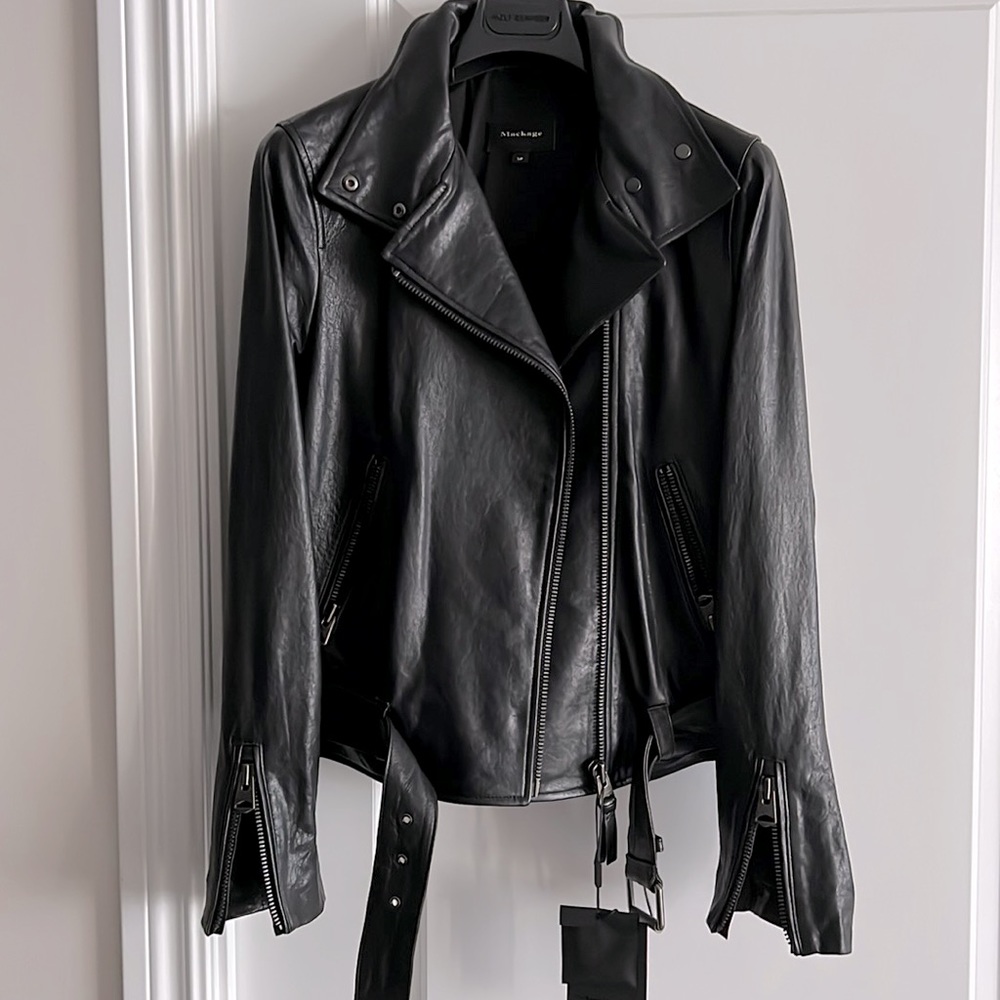 Mackage Black Leather Biker Jacket